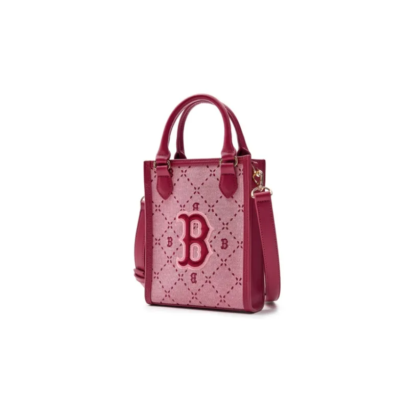 MLB Cotton Tote Bag, Shopping Bag, One Shoulder Crossbody Bag Handbag Mini Women's Rose Red-3