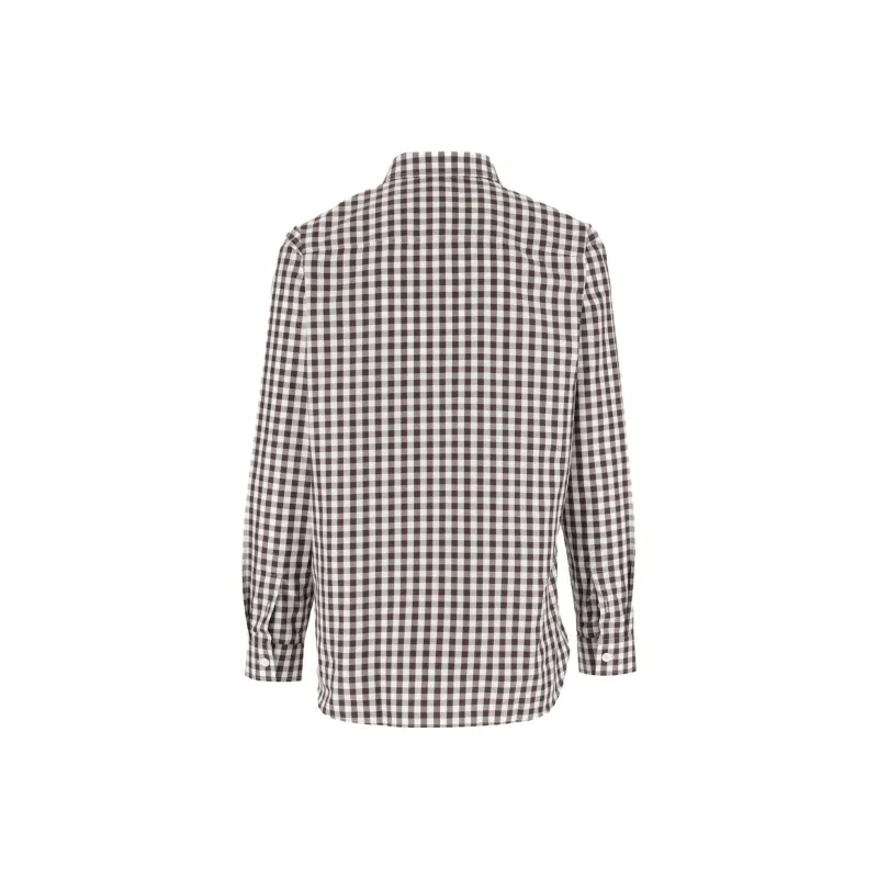 Burberry FW23 Mens Letter Stripe Check Print Single-Breasted Casual Shirt Brown-1
