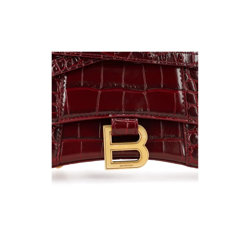 Balenciaga Hourglass Fabric Hourglass Bag, Handbag, Shoulder Bag, Crossbody Bag Small Size Women's Burgundy-5