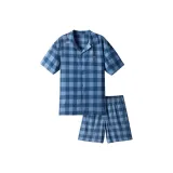 [Men's]White Blue Checkered