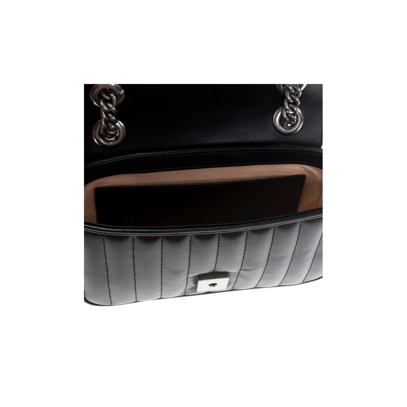 GUCCI GG Marmont Quilted Leather Chain Bag, Shoulder Bag, Crossbody Bag Mini Women's Black-3