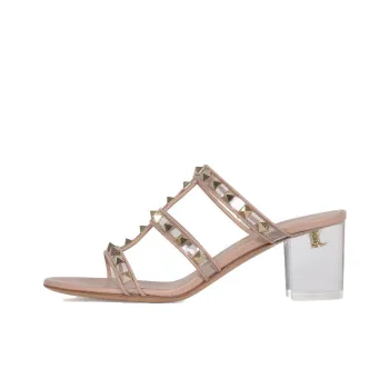 Valentino Garavani Rockstud Block Heeled Sandals Pink Women's
