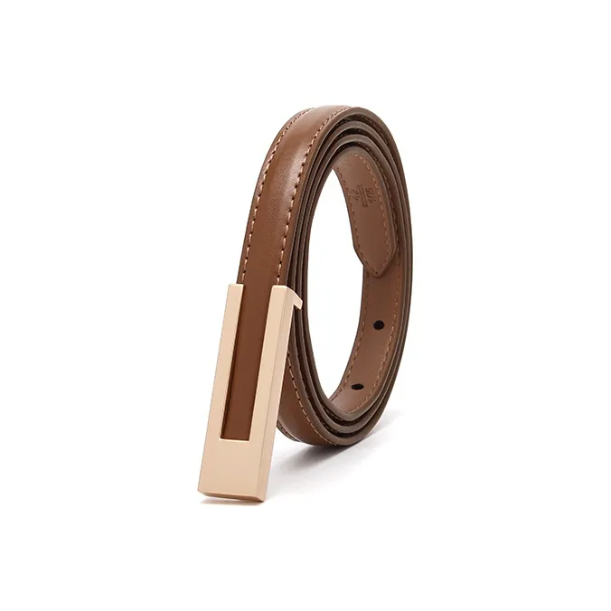 FREE RABBITⅡ Slim Cinched Waist Minimalist Style Pin Buckle Leather Belts Women's Width 1.1CM-7