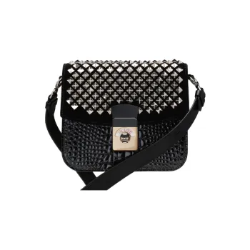 Maison Margiela Velvet With Leather And Burlap Crossbody Bag, Shoulder Bag Women's Black