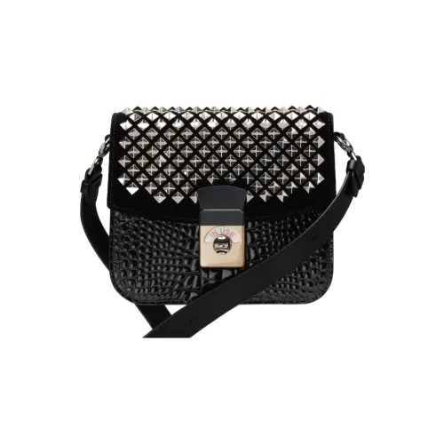 Maison Margiela Velvet With Leather And Burlap Crossbody Bag, Shoulder Bag Women's Black