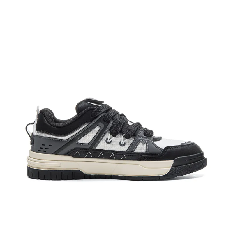 Kappa Wear Resistant Slip Resistant Lightweight Low Top Skateboard Shoes Unisex Black White-1