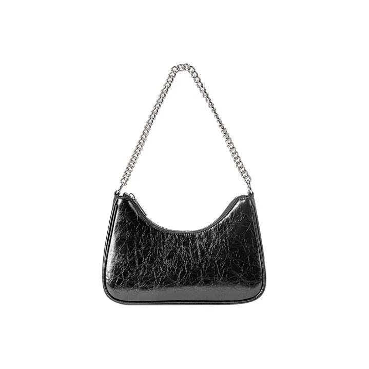 VANESSA HOGAN Vh Classic Series Cow Leather Shoulder Bag Chain Shoulder Bag Small Size Women's Silver/Black-24