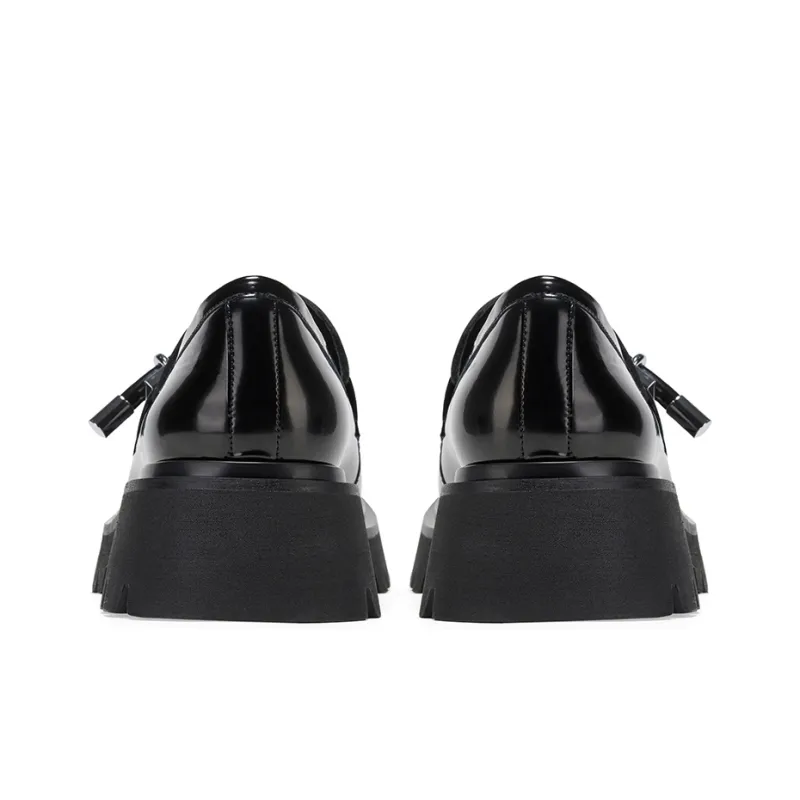 GG CC Ballet Flats Platform Commute Loafers 5cm Women's Black-3