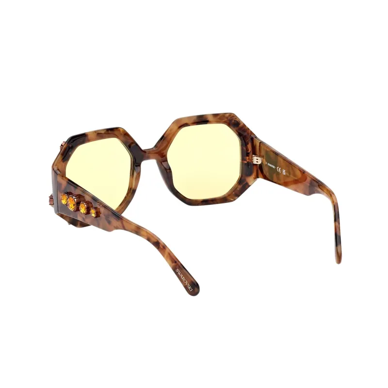 Swarovski Acetate Faux Crystal Irregular Shape Sunglasses Women's Tortoiseshell-6
