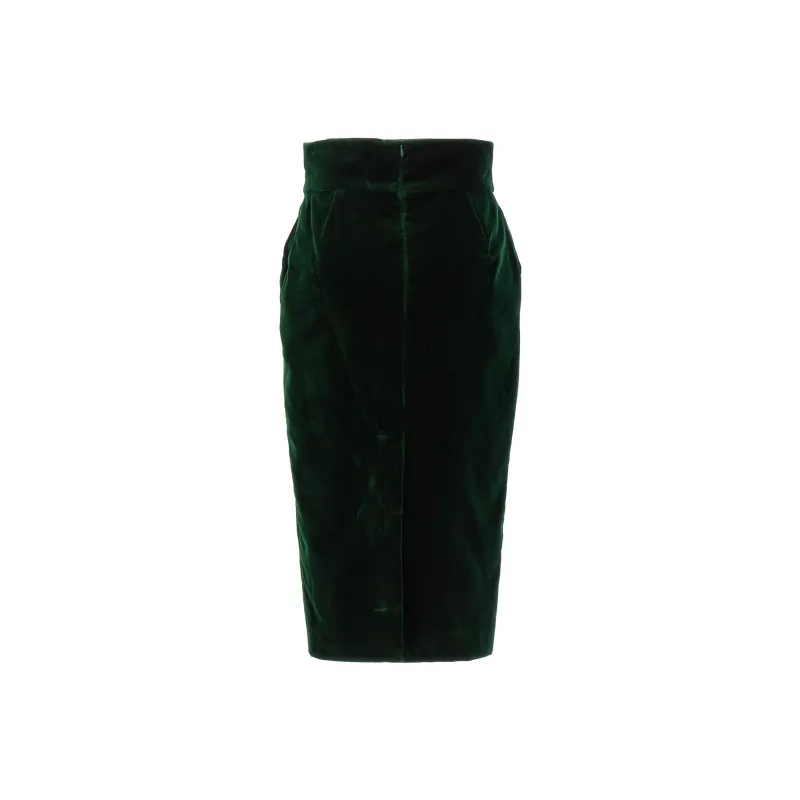 Alexandre Vauthier High Waist Velvet Midi Skirt-1