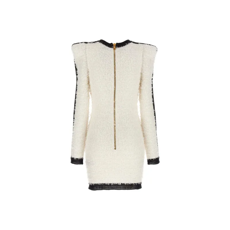 BALMAIN Logo Button Tweed Dress-1