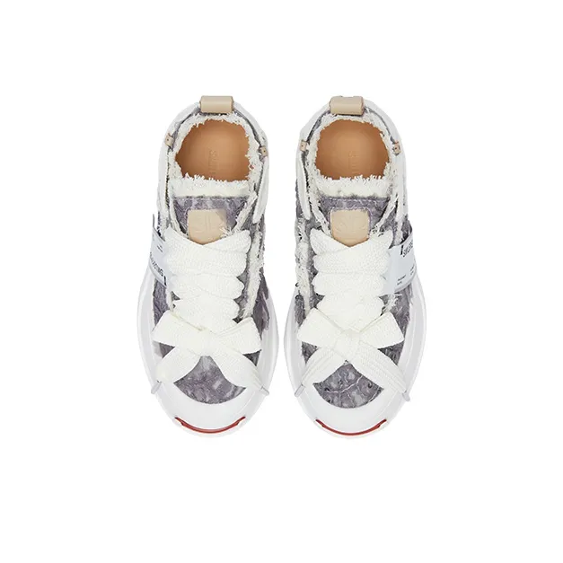 SMILEREPUBLIC Silver Frost Rose Height Increasing Low-Top Canvas Shoes Unisex Gray-5