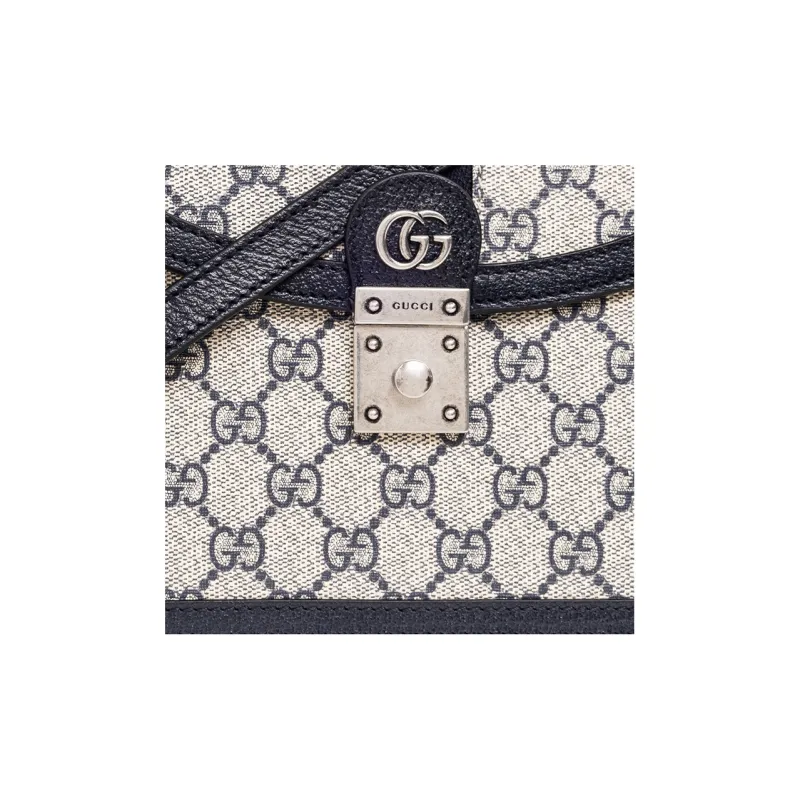 GUCCI Ophidia Canvas Leather Shoulder Bag Crossbody Bag Handbag Small Size Women's Blue/Beige-4