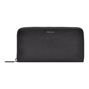 PRADA Saffiano Leather Wallet Men's Black/Baltic Blue