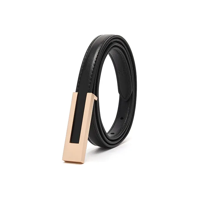 FREE RABBITⅡ Slim Cinched Waist Minimalist Style Pin Buckle Leather Belts Women's Width 1.1CM-5
