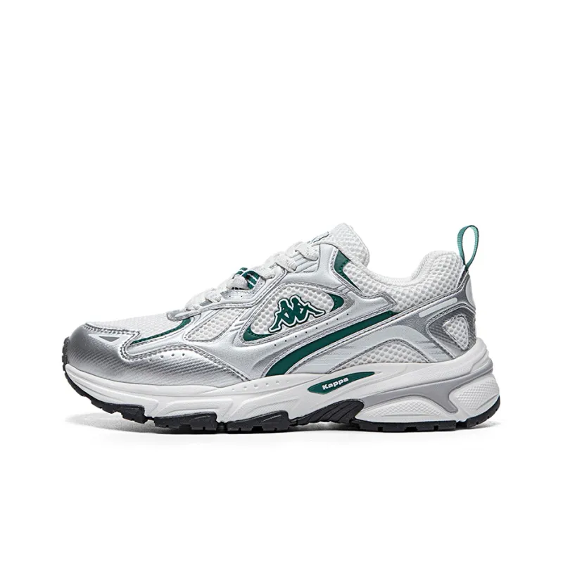 Kappa Wing Anti-Slip Wear-Resistant Breathable Lightweight Low-Top Running Shoes Unisex Gray White-0