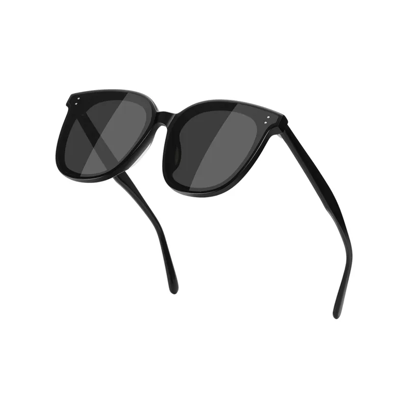HLA Plate Frame Irregular Shape Sunglasses Unisex Black-3
