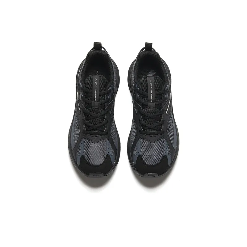 Anta AT956 Cushioned Slip Resistant Low Top Retro Running Shoes Men's Black-2