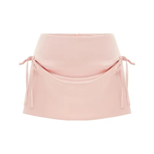 With Jean Casual Short Skirts Women's Pink