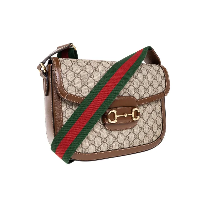 GUCCI Horsebit 1955 Canvas With Leather Messenger Bag, Crossbody Bag, Shoulder Bag Men's-1