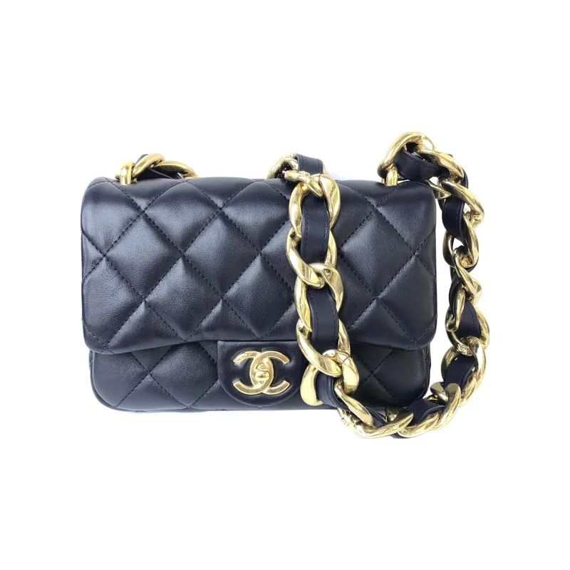 CHANEL 23P SS Lambskin Shoulder Bag, Handbag, Shoulder Bag Trumpets Women's Navy Blue-0