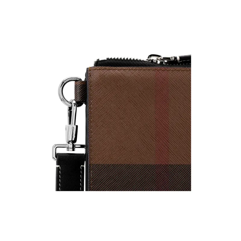 Burberry Large Check E Canvas Zip Pouch 'Dark Birch Brown'-6