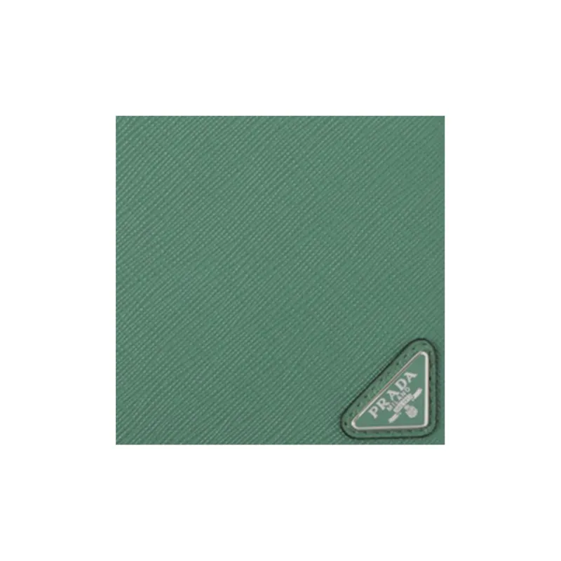 PRADA Saffiano Leather Wallet Men's Gray Green-4