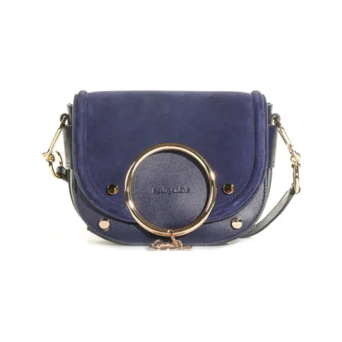 See By Chloe Suede With Fine Grain Cow Leather Shoulder Bag, Crossbody Bag Regular Women's Blue