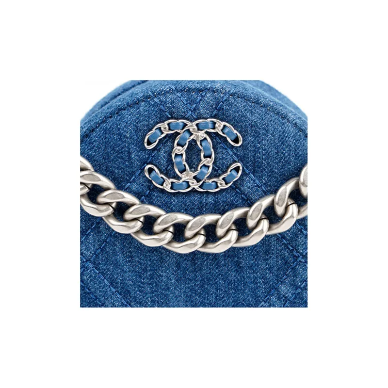 CHANEL 19Bag Denim Shoulder Bag, Crossbody Bag Women's Blue-4