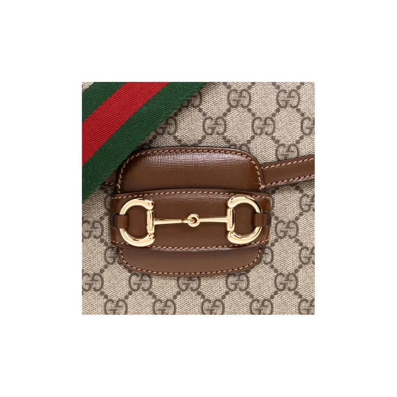 GUCCI Horsebit 1955 Canvas With Leather Messenger Bag, Crossbody Bag, Shoulder Bag Men's-4