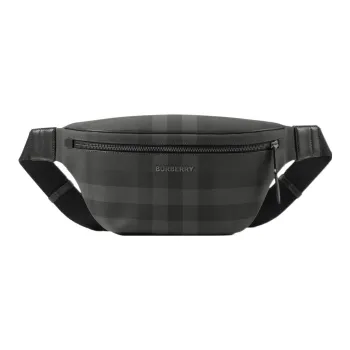 Burberry Cotton With Calfskin Trim Fanny Pack Men's Charcoal Gray