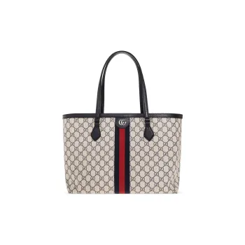GUCCI Ophidia Canvas With Leather Tote Bag, Shopping Bag, Shoulder Bag, Handbag Medium Size Women's Blue & Beige