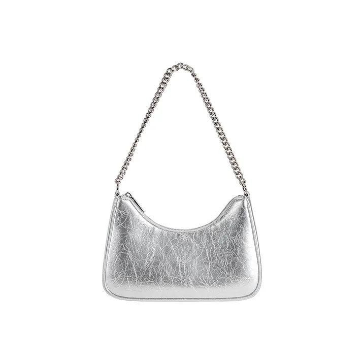 VANESSA HOGAN Vh Classic Series Cow Leather Shoulder Bag Chain Shoulder Bag Small Size Women's Silver/Black-20