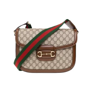 GUCCI Horsebit 1955 Canvas With Leather Messenger Bag, Crossbody Bag, Shoulder Bag Men's