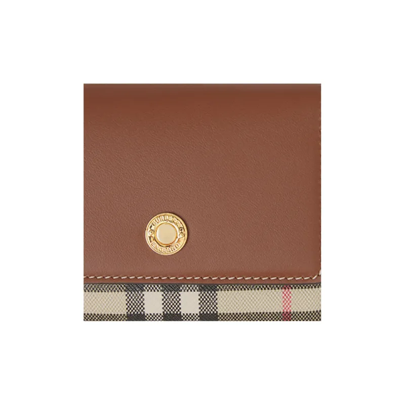 Burberry Eco-Friendly Canvas With Leather Money Clip Card Holder Wallet Women's Tan-4