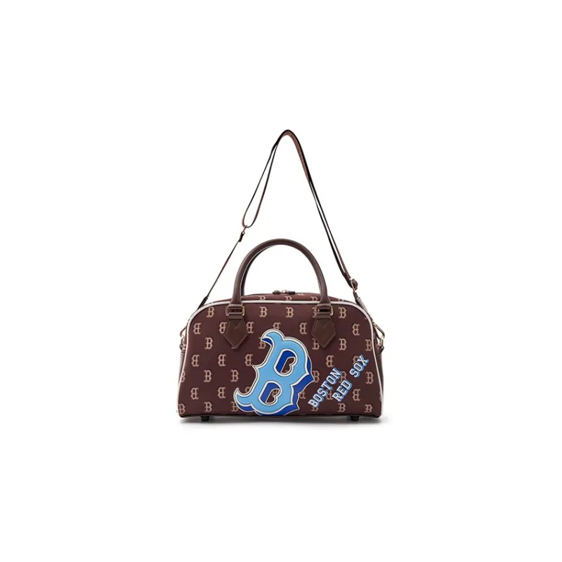 MLB Boston Red Sox Polyester Sports Bag, One Shoulder Crossbody Bag Handbag Regular Women's Brown-1