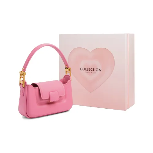 CHARLES&KEITH Cow Leather Handbag, Crossbody Bag Small Size Women's Pink