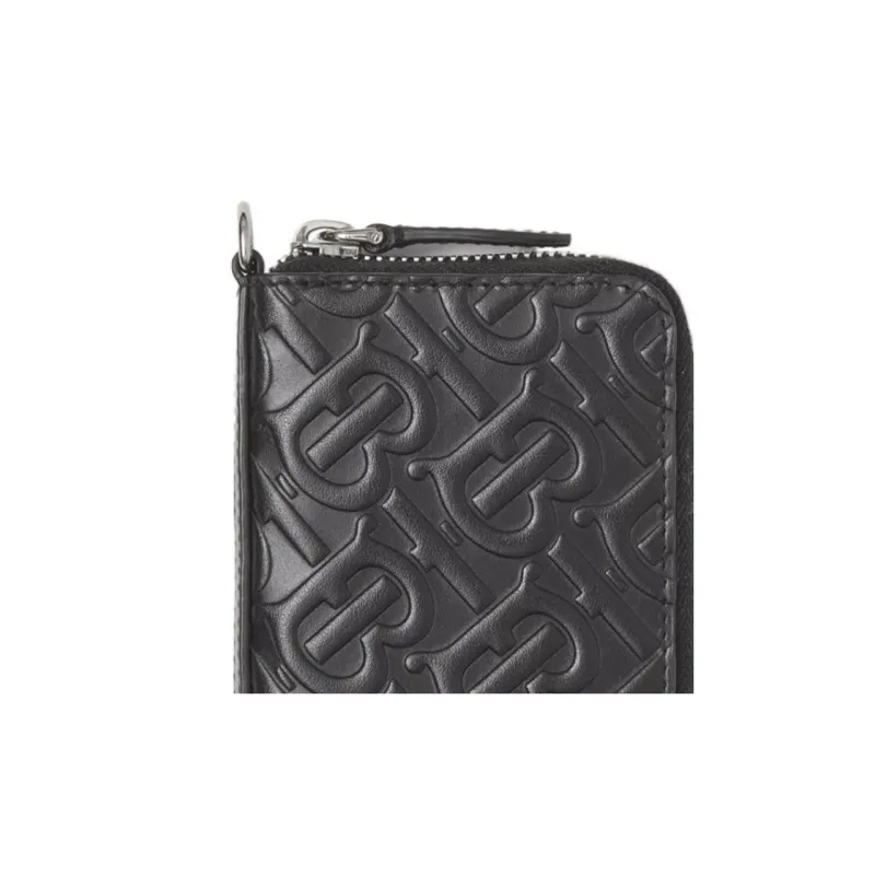 Burberry Cow Leather Clutch Coin Purse Card Holder Men's Black-4