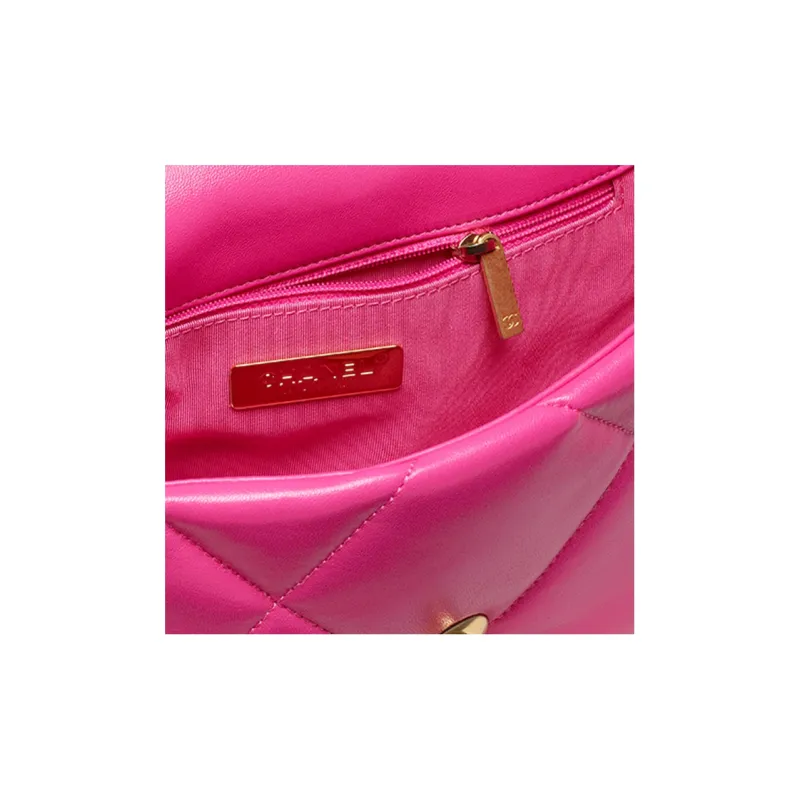 CHANEL 19Bag Lambskin Handbag, Shoulder Bag Women's Dark Pink-2