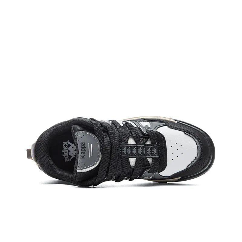 Kappa Wear Resistant Slip Resistant Lightweight Low Top Skateboard Shoes Unisex Black White-3