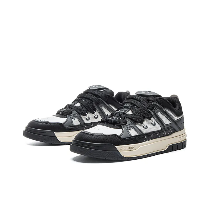 Kappa Wear Resistant Slip Resistant Lightweight Low Top Skateboard Shoes Unisex Black White-2