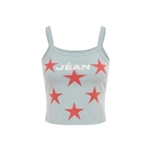 With Jean Tank Tops Women's Light Blue