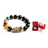 Obsidian Beaded Bracelets, Gift Box Set