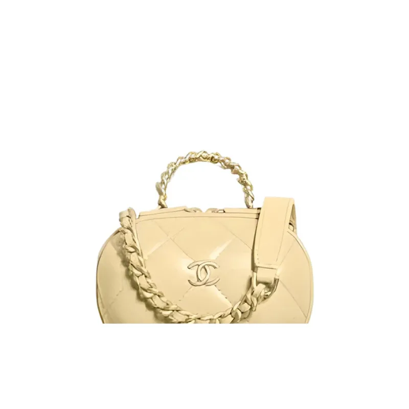 CHANEL 22c Early Spring Sheepskin Makeup Bag Women's Light Yellow-1
