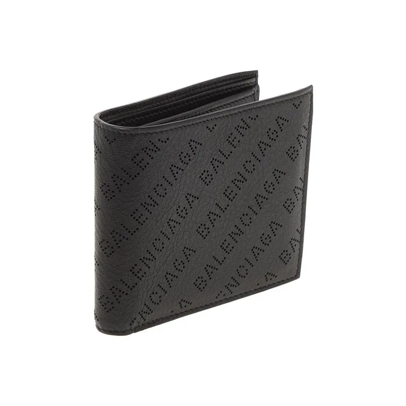 Balenciaga Cash Square Cow Leather Coin Purse Regular Men's Black-5