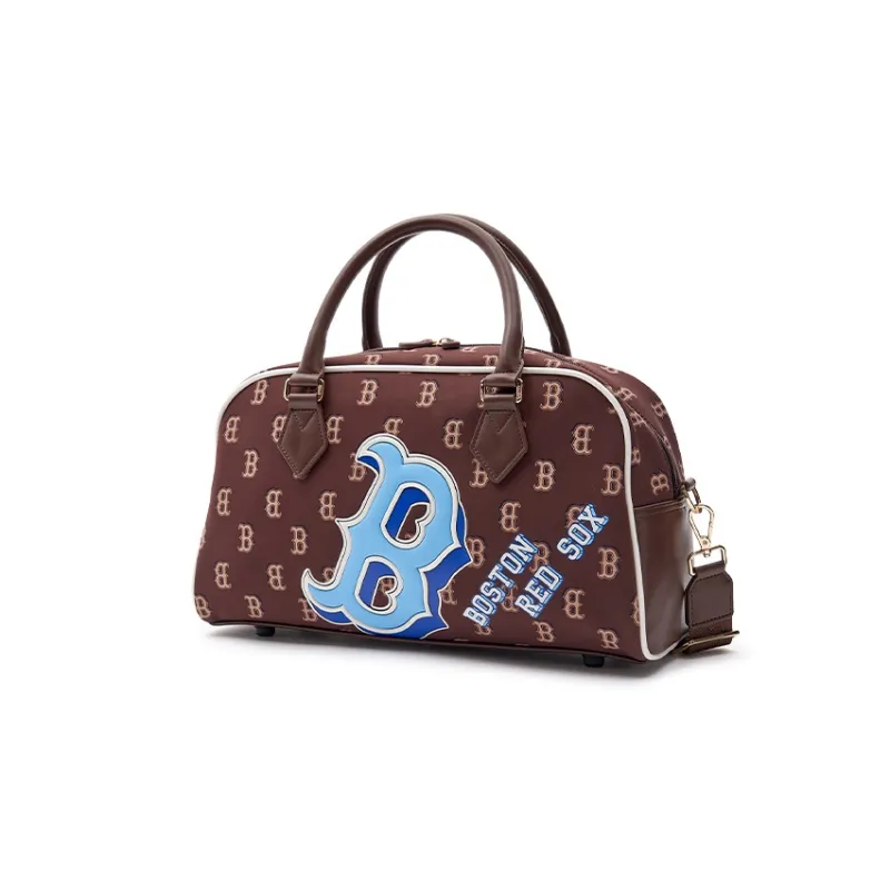 MLB Boston Red Sox Polyester Sports Bag, One Shoulder Crossbody Bag Handbag Regular Women's Brown-2