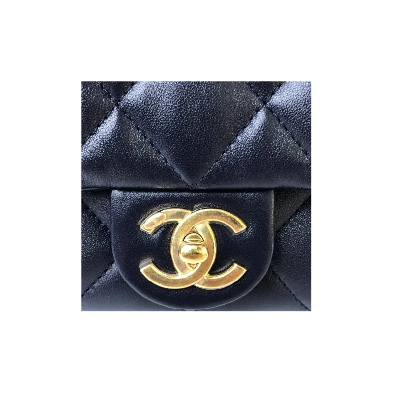 CHANEL 23P SS Lambskin Shoulder Bag, Handbag, Shoulder Bag Trumpets Women's Navy Blue-2
