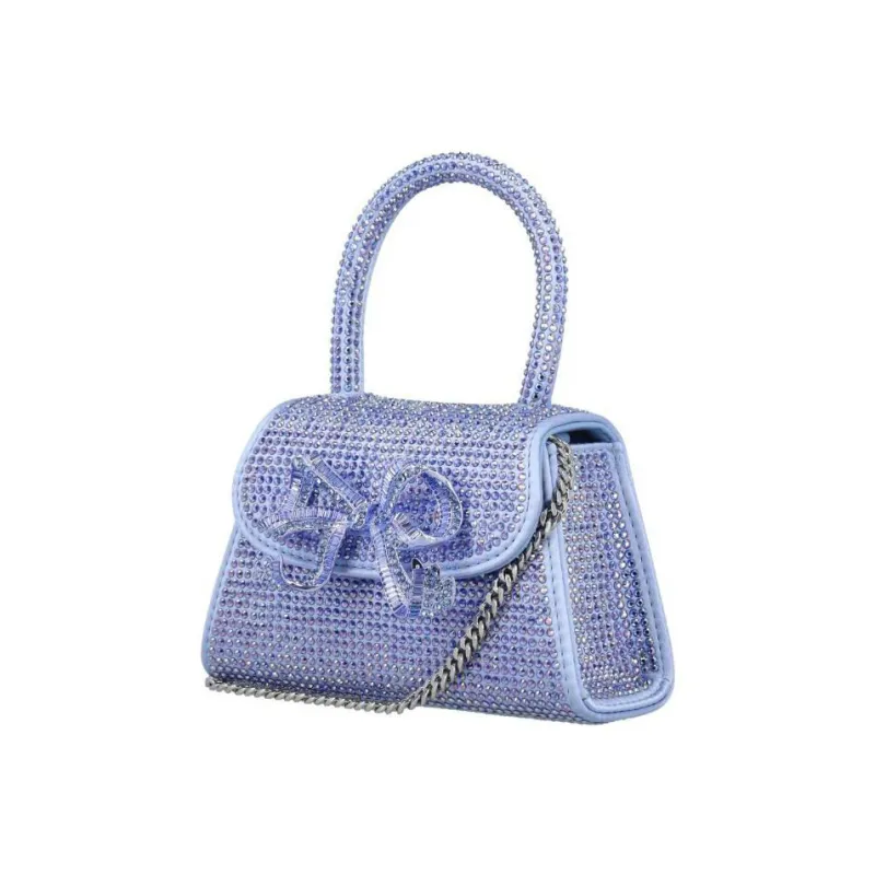 Self-portrait Silk Satin Shoulder Bag Crossbody Bag Handbag Mini Women's Blue Purple-1