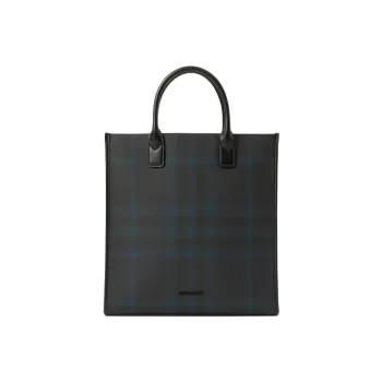 Burberry Leather Tote Bag Shopping Bag Handbag Regular Men's Marine Blue