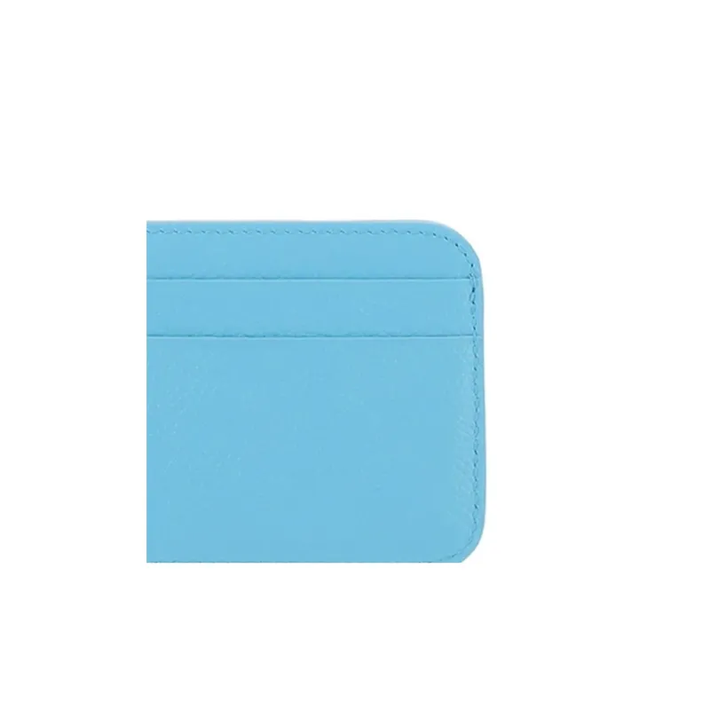 Balenciaga Cow Leather Card Holder Wallet Women's Blue-3
